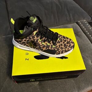 Zumba Fitness Leopard Print Sneakers with Neon Accents